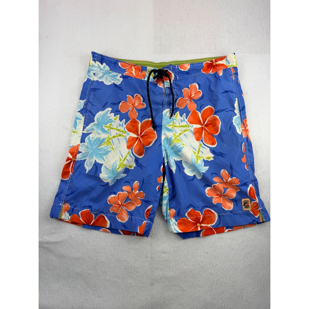 Tommy Bahama Men's Floral Board Shorts Swim Trunks Blue Orange Size M